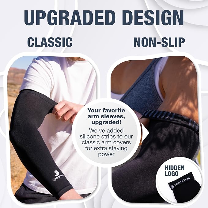 SportsTrail Cooling Arm Sleeves for Men & Women – Breathable, UV Sun Protection, Sports Arm Sleeves for Women, Men & Youth