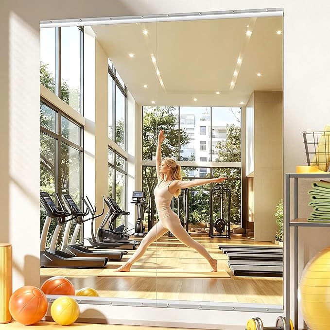 Home Gym Mirrors, 2PCS 71 x 32 Inches Tempered Glass Wall Mirror | Shatterproof, HD Distortion-Free Reflection, Premium Silver Reflective Coating, Maximize Viewing Area, No Frame Obstruction