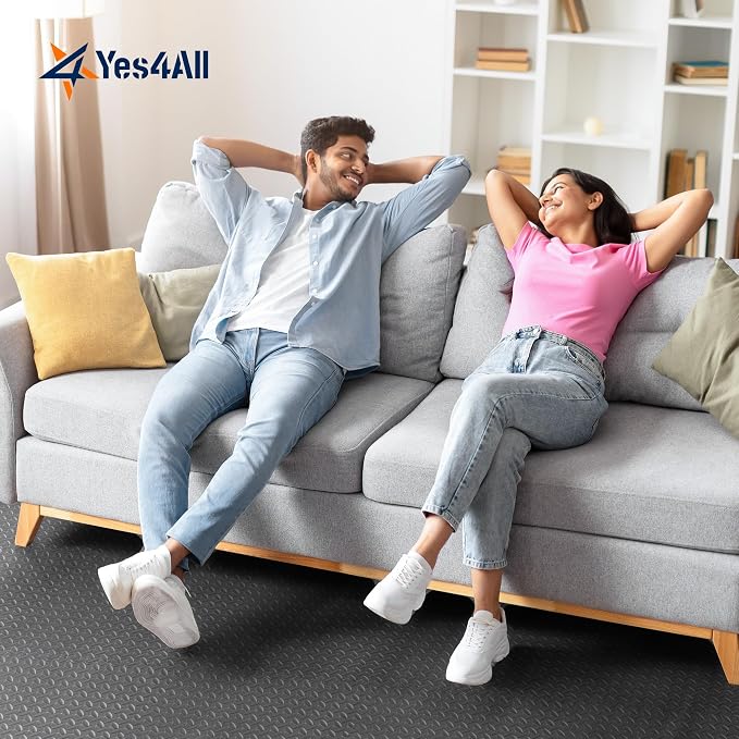 Yes4All EVA Interlocking Mats, Puzzle Floor Tiles, Foam Floor Padding with Border for Furniture, Home Space, Living Room, Garage 11 SQFT