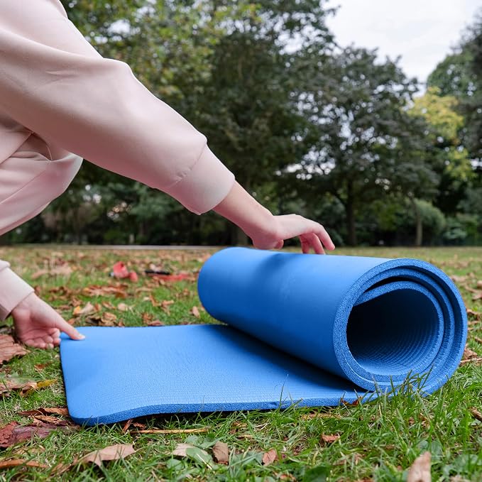 BalanceFrom Yoga Mat, 1-Inch Extra Thick High Density Exercise Mat, Anti-Tear Exercise Yoga Mat with Carrying Strap, Suitable for Various Yoga Exercises, Multiple Colors
