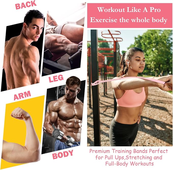 Foilswirl 8 Pcs Resistance Bands for Working Out | Pull Up Assistance Bands, Fitness, Full-body Training, Physical Therapy and Stretch Workout for Men, Women, Home, Outdoor