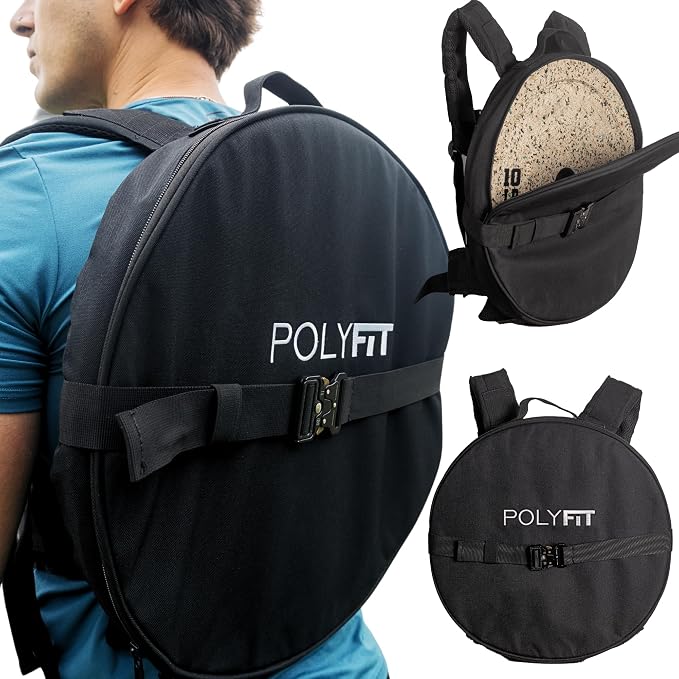 Polyfit PL8 Backpack for Olympic Weight Plates - Weighted Backpack | For rucking and strength training, fits Olympic plates up to 17.5 in, 45 lb max load, dual-lock system, plates not included