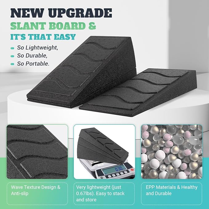 Squat Wedge Block, 960 LBS Weight Capacity, Slant Board for Calf Stretching | Training Poster & 5 Adjustable Angles, Non-Slip Yoga Foam Wedge for Exercise, Squat, Ankle Mobility, Knees & Physical Therapy