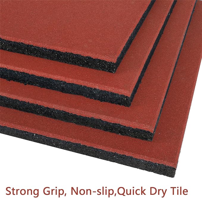 MYOYAY 4 Pack Interlocking Tiles 20"x20"x1" Heavy Duty Rubber Tile Green Non-Slip Flooring Mat for Playground Park Gym Indoor and Outdoor, Cover 11.12 Sq.FT