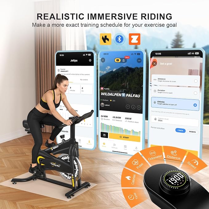 Exercise Bikes for Home,Spin Bike with Adjustable Magnetic,Brake Pad Resistance Silent Belt Drive,350lbs/300lbs Weight Capacity &Upgraded Version Seat for Home Cardio&Weight Loss(QM-530W)