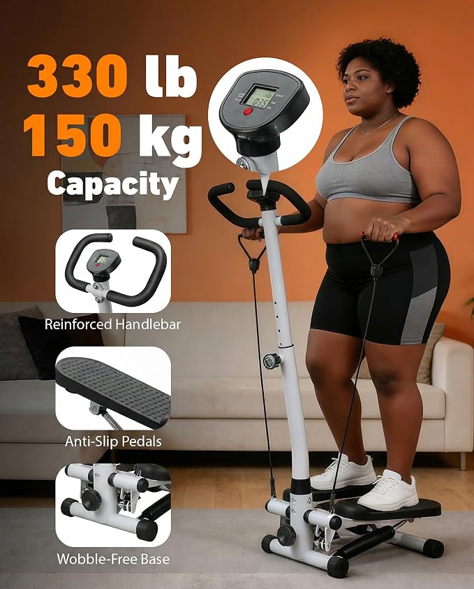 RORALA Twist Stepper with Handlebar,Stair Step Machine for Cardio Workout,Compact Home Exercise Equipment,300LBS MAX Weight Capacity