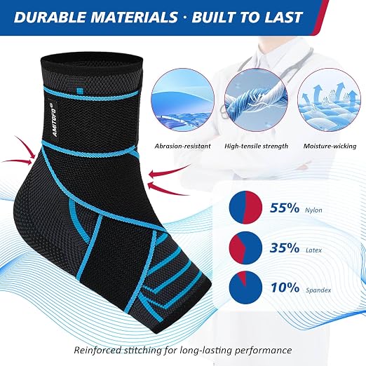 Ankle Brace Plantar Fasciitis Relief, Adjustable Strap Men Women | Achilles Tendonitis & Compression Wrap, Breathable Nylon, Sports & Daily Recovery Support