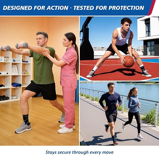 Ankle Brace Plantar Fasciitis Relief, Adjustable Strap Men Women | Achilles Tendonitis & Compression Wrap, Breathable Nylon, Sports & Daily Recovery Support