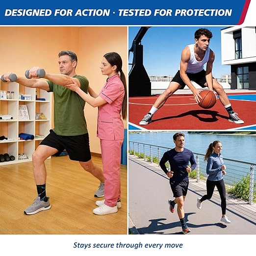 Ankle Brace Plantar Fasciitis Relief, Adjustable Strap Men Women | Achilles Tendonitis & Compression Wrap, Breathable Nylon, Sports & Daily Recovery Support