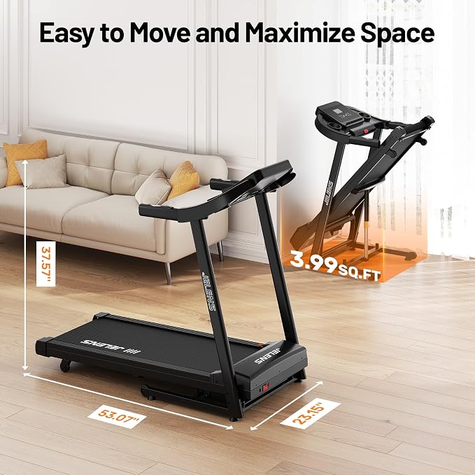 JELENS Treadmill for Home with 0-15% Auto Incline, Foldable Walking Pad Treadmill with 330LBS Weight Capacity and Pulse Sensors, 3.0HP Quiet Walking Pad with App and LCD Display