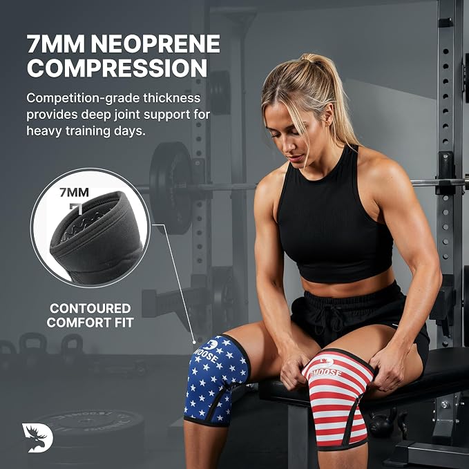 DMoose Fitness Knee Sleeves for Weightlifting (Pair) 78" Knee Wraps for Squats, Powerlifting & Joint Stability