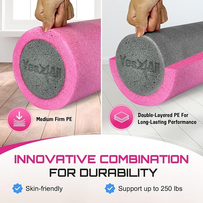 Yes4All Medium Firm Two-Layer PE Foam Roller for Yoga & Pilates