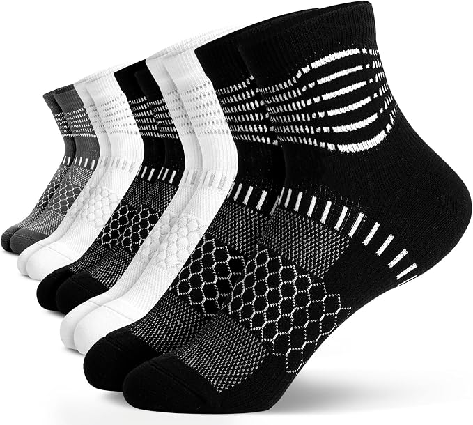 IRAMY Ankle Compression Socks for Women Men Plantar Fasciitis Relief 3/5 Pairs Cushioned Athletic Running Socks
