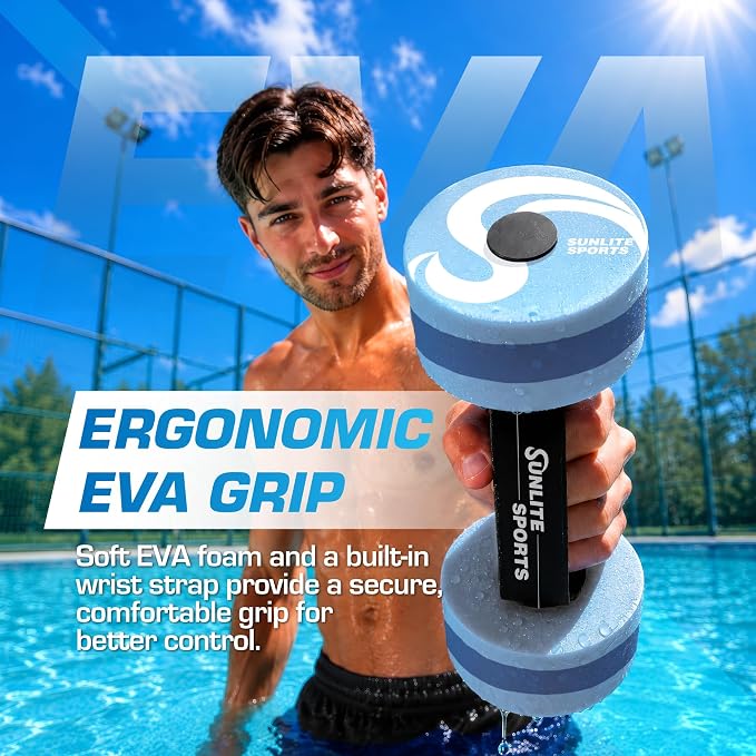 Sunlite Sports Water Workout Combo Set, High Density Water Weights for Pool Exercise, Dumbell, Swim Belt, Aerobics Equipment, Aqua Jogger Belt, Pool Fitness, Aqua Therapy & Exercise