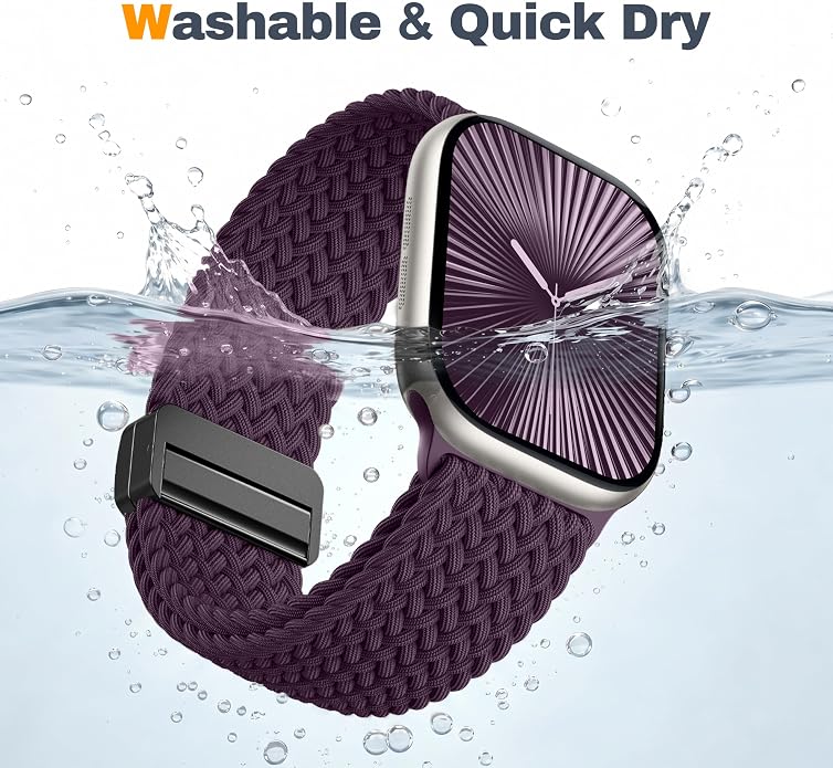 Laffav Braided Stretchy Band Compatible with Apple Watch Bands 42mm 40mm 41mm 38mm 44mm 45mm 46mm 49mm for Women Men, Magnetic Nylon Solo Loop Sport Strap for iWatch Series 11 10 9 8 7 6 5 4 SE Ultra