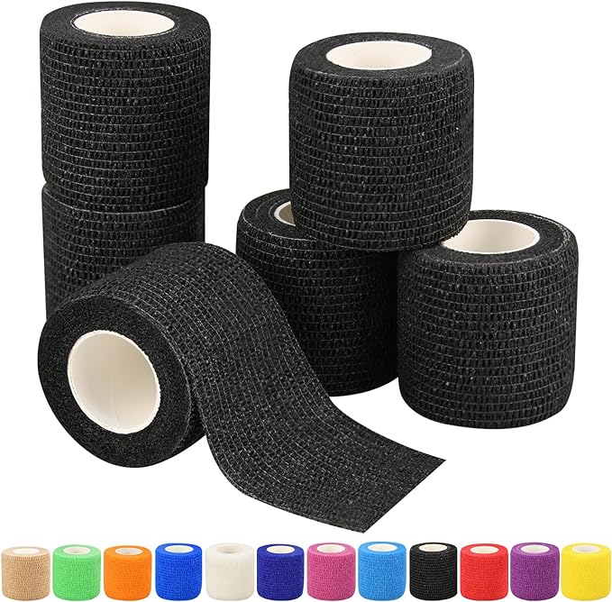 6pcs 2in Self Adhesive Bandage Wraps, 12 Colors, 5 Yard Wraps for Sports