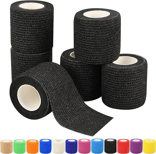 6pcs 2in Self Adhesive Bandage Wraps, 12 Colors, 5 Yard Wraps for Sports