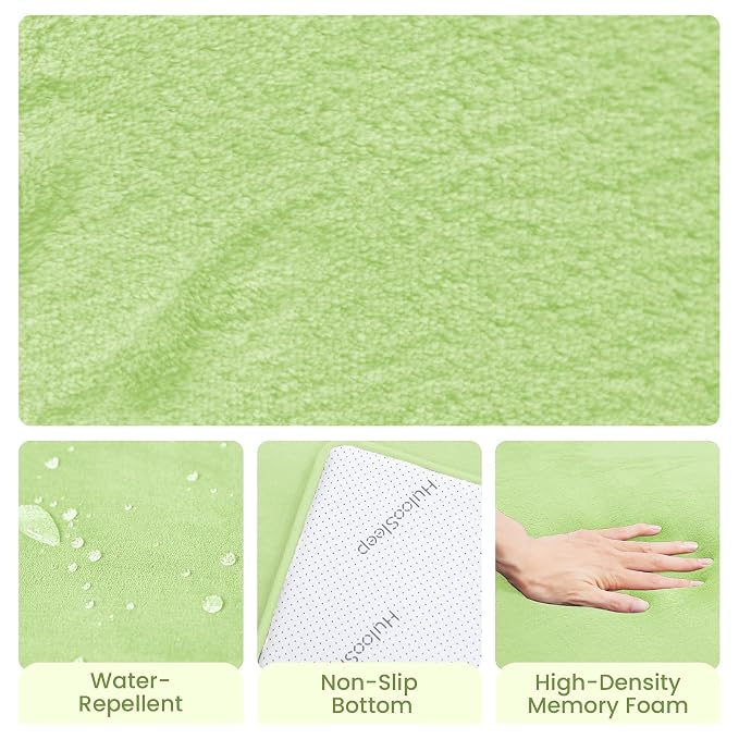 Huloo Sleep Baby Play Mat for Floor,1.3" Thick Elasti-Foam 50"×50" Playpen Mat for Tummy Time,Water Repellent Soft Coral Velvet for Toddler,Infant,Kids,Non-Slip Backing Safe for Crawling(Light Green)