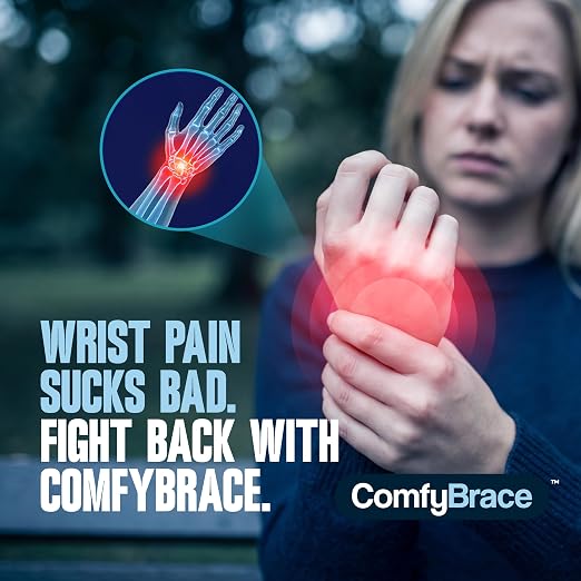 ComfyBrace 2 PACK Nighttime Pain Relief Wrist Brace for Carpal Tunnel, Tendonitis, Arthritis | Fits & Soothes Aches in Both Hands | Palm Cushion Beads for Hot Spots | Breathable Fabric