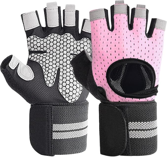 SUJAYU Weightlifting Gym Gloves for Men Women, Breathable Workout Gloves, Anti-Slip Exercise Gloves, Adjustable Wrist Support, Full Palm Protection, Lightweight