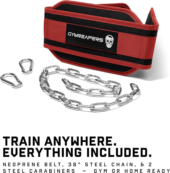 Gymreapers Dip Belt With Chain For Weightlifting, Pull Ups, Dips - Heavy Duty Steel Chain For Added Weight Training