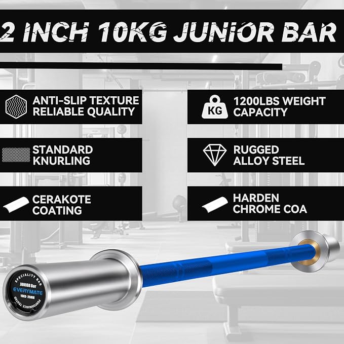 EVERYMATE 5LB Mini Barbell Bar Beginner Women Kid Barbell Total Body Workout Weighted Bar,for Strength Training, for Youth Children New Weightlifting