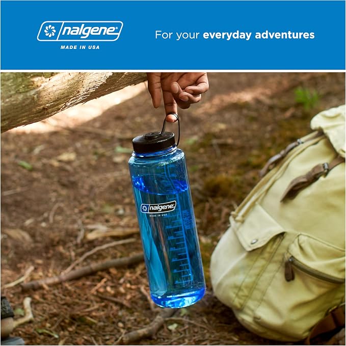 Nalgene 48 oz Wide Mouth Silo Water Bottle, Grey | BPA-Free, Durable & Lightweight, Leak Proof, Dishwasher Safe, Large Reusable Plastic Bottle for Hiking, Gym, Work & Travel
