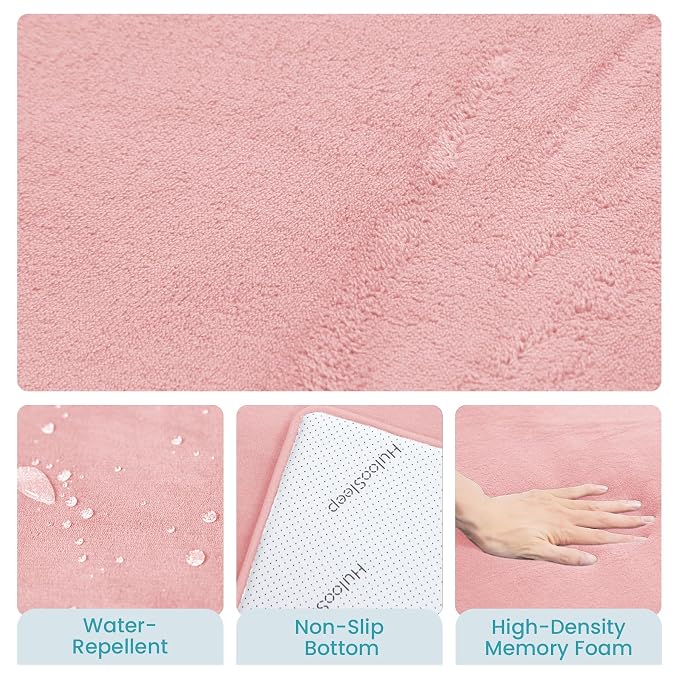 Huloo Sleep Baby Play Mat for Floor,50"×65" Playpen Mat for Toddler,Infant,Kids,1.3" Thick Elasti Foam Non-Slip Nursery Rug,Water Repellent Soft Padded Floor Mats for Tummy Time,Crawling(Pink)