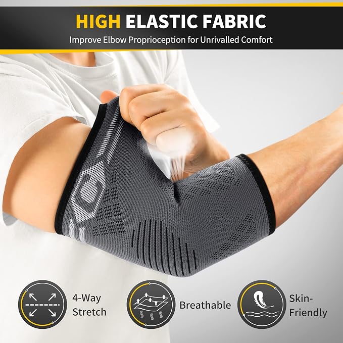 CAMBIVO 2 Pack Elbow Brace Compression Sleeve, Tennis & Golfer's Elbow | Breathable 3D Knit, Moisture-Wicking, No Straps or Velcro, Epicondylitis, Tendonitis & Arthritis Relief, All-Day Wear