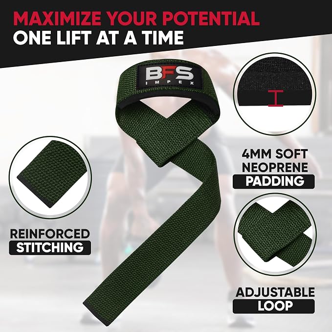 Lifting Straps for Weightlifting, Weightlifting Cotton Straps with Neoprene Padding for Men women Gym Wrist Straps for Bodybuilding powerlifting, Strength Training and Deadlifting