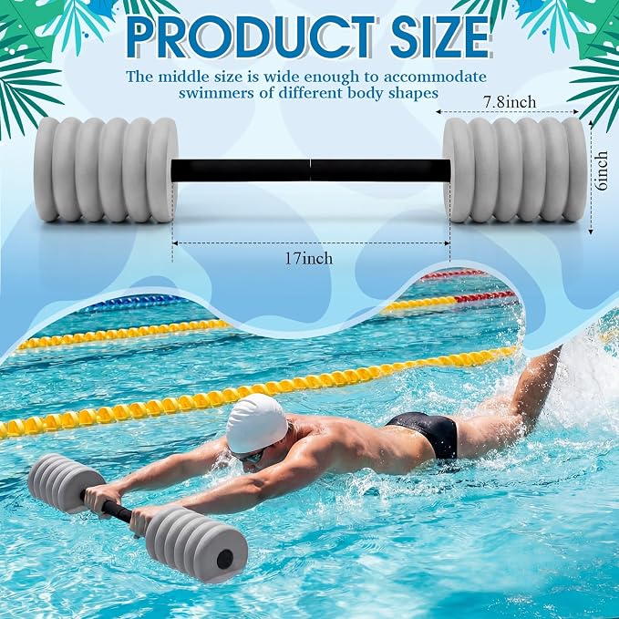 Soulchen Long Aquatic Exercise Dumbbells Pool Exercise Foam Water Weights Dumbbell Aquatic Pool Barbells with High Density EVA Foam for Swim Water Aerobics Workouts Loss