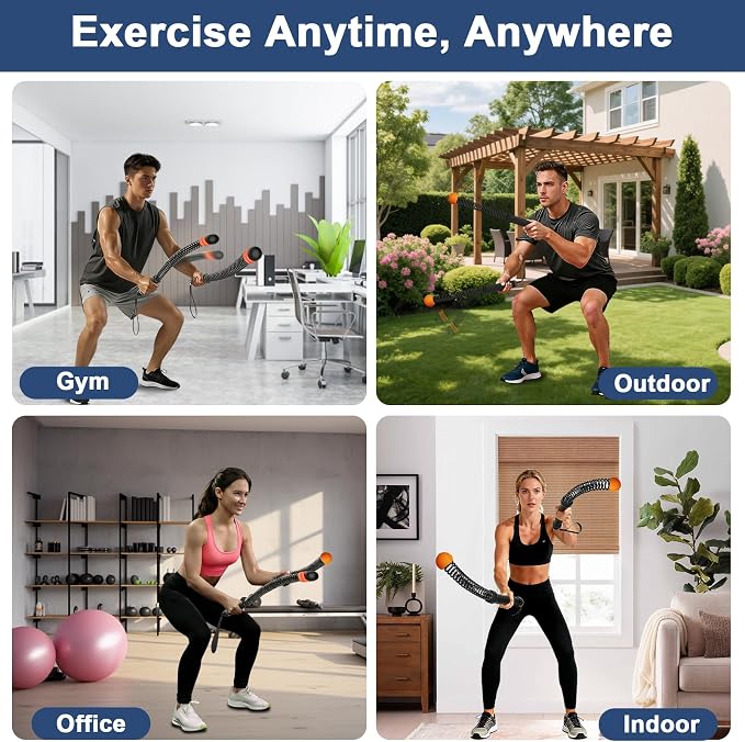 Portable Cordless Battle Ropes for Home Gym,Ropeless Battle Ropes, Exercise Equipment for Low-Impact Aerobic Training, Strength & HIIT, for Men & Women