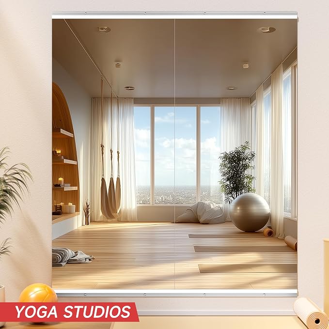 Home Gym Mirrors, 2PCS 71 x 32 Inches Tempered Glass Wall Mirror | Shatterproof, HD Distortion-Free Reflection, Premium Silver Reflective Coating, Maximize Viewing Area, No Frame Obstruction