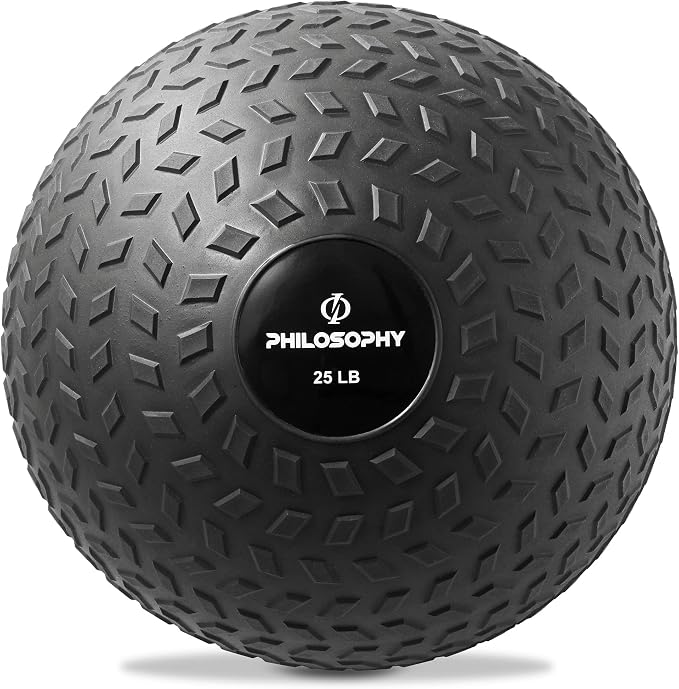 Philosophy Gym Slam Ball - Weighted Fitness Medicine Ball with Easy Grip Tread