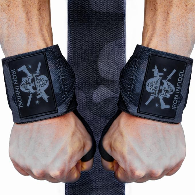 Iron Infidel Wrist Wraps for Weightlifting - 18" Heavy Duty Support for Working Out, Gym Accessories for Men - Use for Lifting, Crossfit, Fitness, Exercise, Bench Press, Powerlifting