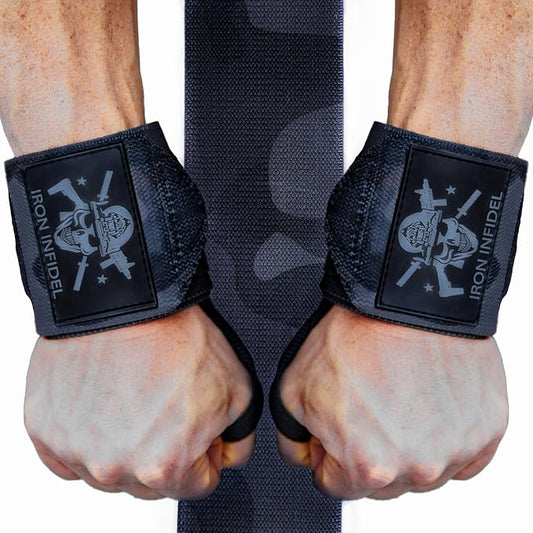 Iron Infidel Wrist Wraps for Weightlifting - 18" Heavy Duty Support for Working Out, Gym Accessories for Men - Use for Lifting, Crossfit, Fitness, Exercise, Bench Press, Powerlifting