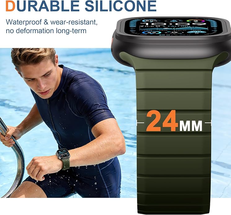 SNBLK Magnetic Band Compatible with Apple Watch Bands for Men 44mm 45mm 46mm 49mm 42mm 41mm 40mm 38mm Women, Secure Silicone Sport Loop Magnet Strap for iWatch Ultra 3 2 1 SE Series 11 10 9 8 7 6 5 4