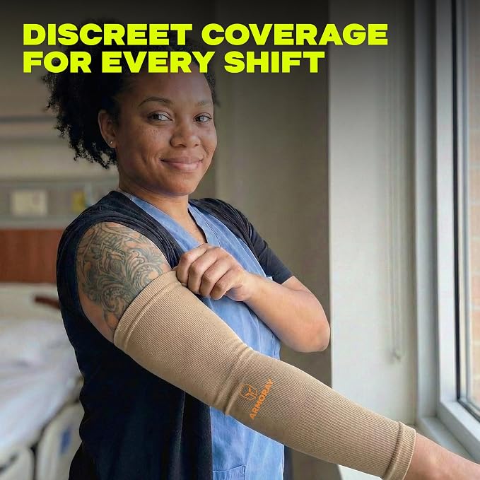 ARMORAY Arm Sleeves for Men and Women - UV Sun Protection Cooling Compression - Tattoo Cover Up Sleeve for Daily Wear & Work