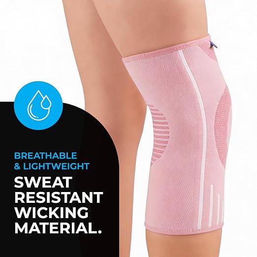 VITTO Kids Knee Brace - Osgood Schlatter Knee Brace Youth, Compression Sleeve for Boys and Girls from 4-14 years old (Pink, L)