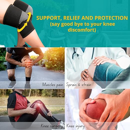 Wonder Care 2-Pack Bamboo Knee Compression Sleeve for Men and Women, Compression Knee Sleeve for Running, Volleyball, Gym Weightlifting Made from Bamboo Yarn, Perfect Knee Brace for Knee Pain and Enhanced Comfort - 1 Pair