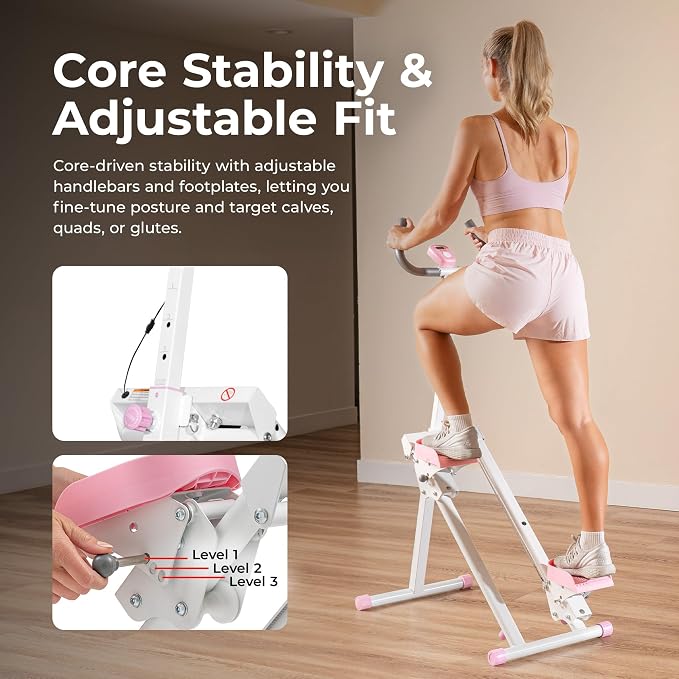 Sunny Health & Fitness Stair Stepper for Home | SunnyFit App Connection, Long Stride Length, Home Gym Exercise, Compact Foldable, Leg and Glute Training
