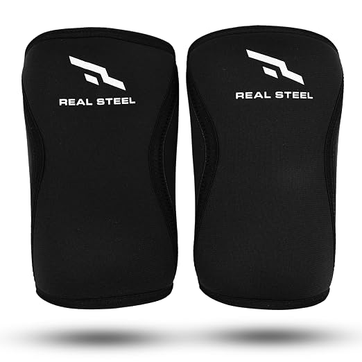 Real Steel Neoprene Elbow Sleeve (1 Pair) - 5mm Compression Support for Weightlifting, Bench, Powerlifting - Elbow Compression Sleeve for Men & Women - Premium Lifting Support for Elbows - X-Large