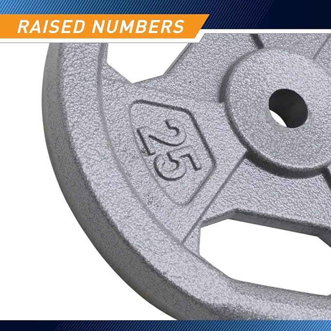 Marcy Classic 1" Cast Iron Standard Grip Plates for Strength Training and Weightlifting