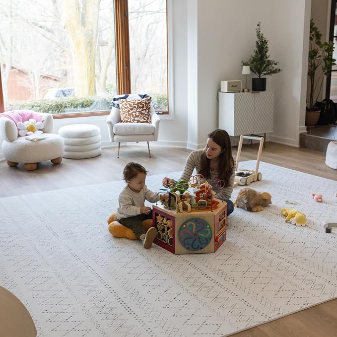 Little Landings Baby Play Mat for Floor - Boho (6x8ft) - Premium EVA Foam Play Mat for Babies & Toddlers (Ages 0-5+) - Non-Toxic Playmat for Tummy Time, Crawling & Playroom - Stylish & Comfortable