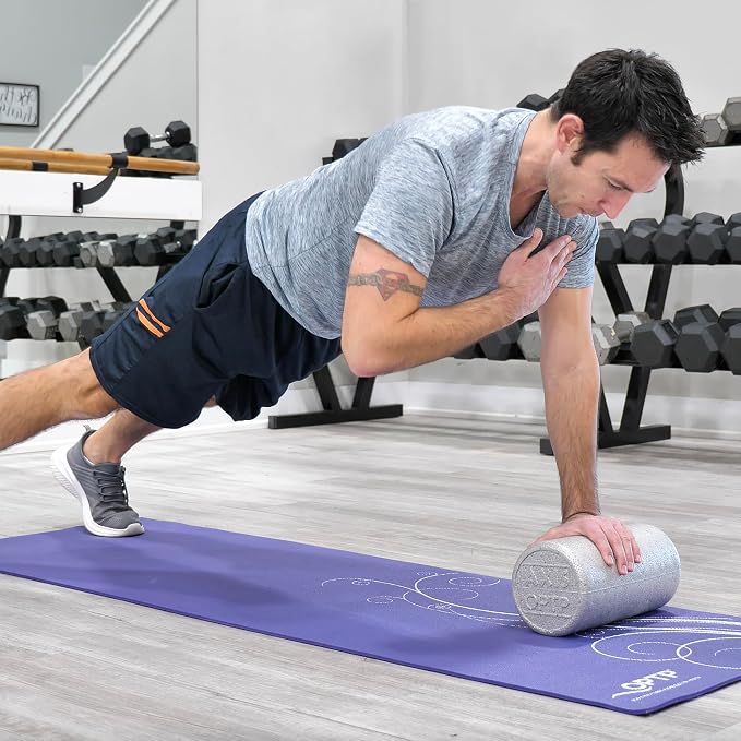 OPTP Silver AXIS Moderately Firm Foam Roller – Round, Silver, 12" x 6" | Moderate density for sports medicine, physical therapy, Pilates, yoga, trigger point myofascial release, Heat-molded EPP foam