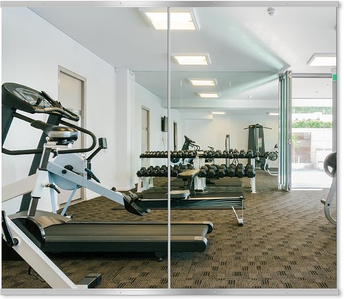 Delma Home Gym Mirror, 48''x28''x2PCS Silver Wall Mounted | Large, Frameless, Tempered Glass, For Home Gym, Garage, Bedroom, Bathroom