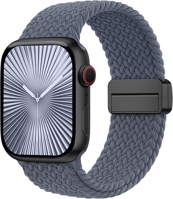 Laffav Braided Stretchy Band Compatible with Apple Watch Bands 42mm 40mm 41mm 38mm 44mm 45mm 46mm 49mm for Women Men, Magnetic Nylon Solo Loop Sport Strap for iWatch Series 11 10 9 8 7 6 5 4 SE Ultra