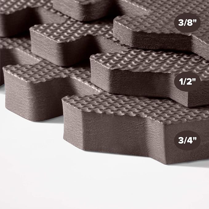 We Sell Mats 1/2 Inch Thickness Multipurpose EVA Foam Floor Tiles, Interlocking Floor Mat for Indoor Gym and Home Use, 24 in x 24 in, Brown, 24 Square Feet (6 Tiles)