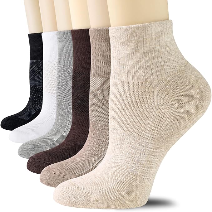 CS CELERSPORT 6 Pairs Women's Running Ankle Socks Athletic Sport Socks Cushioned