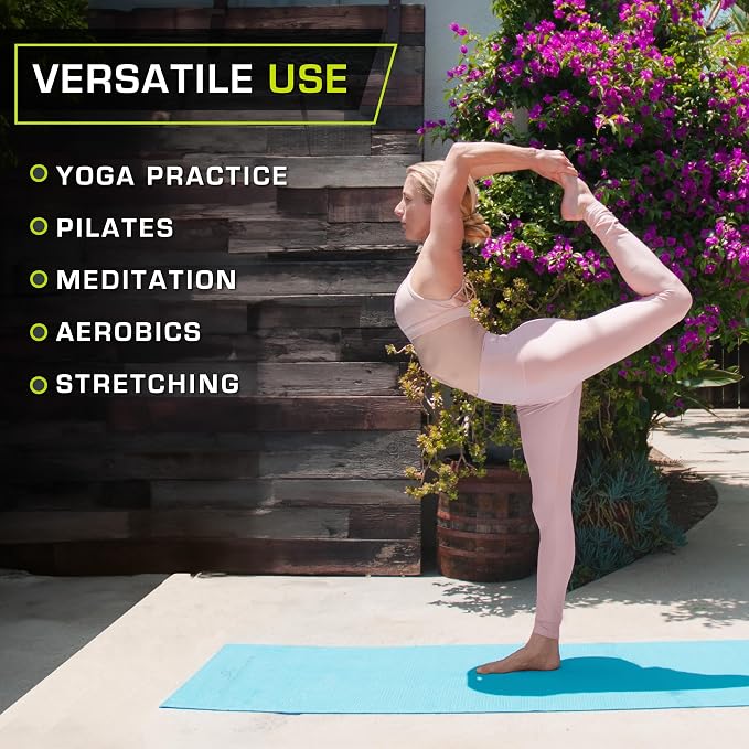 ProsourceFit Original Yoga Exercise Mat 1/4” (6mm) Thick for Comfort and Stability with Carrying Straps, Non Slip –Multiple Colors